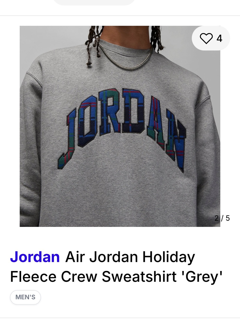 Jordan Grey Crewneck with Multicolor Embroidered Logo